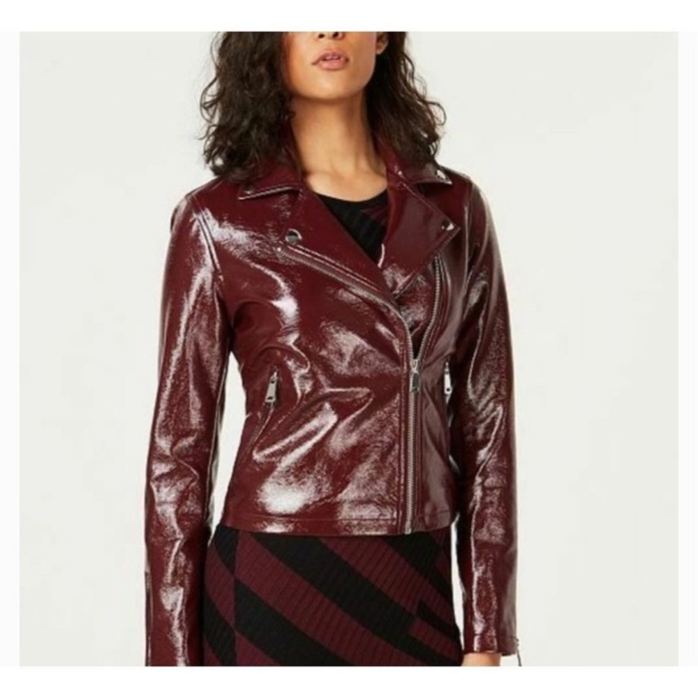 ♥️💜🖤 Bar III faux patent leather Moto jacket XS